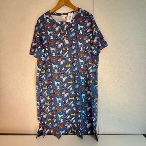 NWT small vera bradley "bark park" cotton henley night dress women's size small